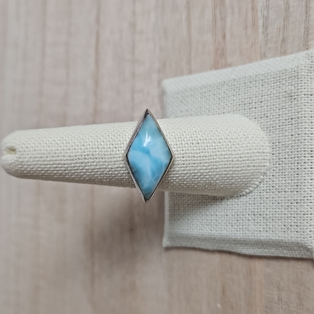 Sterling Silver Larimar Ring Sz 8.75